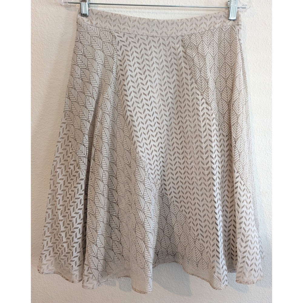 Maeve Anthropologie Skirt Womens A-Line Midi Beige Patterned Flowy